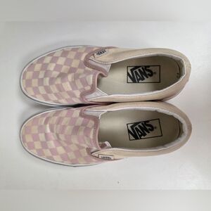 Vans Slip-On Checkerboard Pink Cream Sneakers – Women’s 7